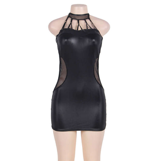 Faux Leather Dress with Strap