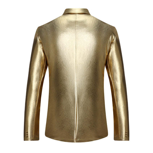 Men's Solid Two Button Suit Jacket - Metallic