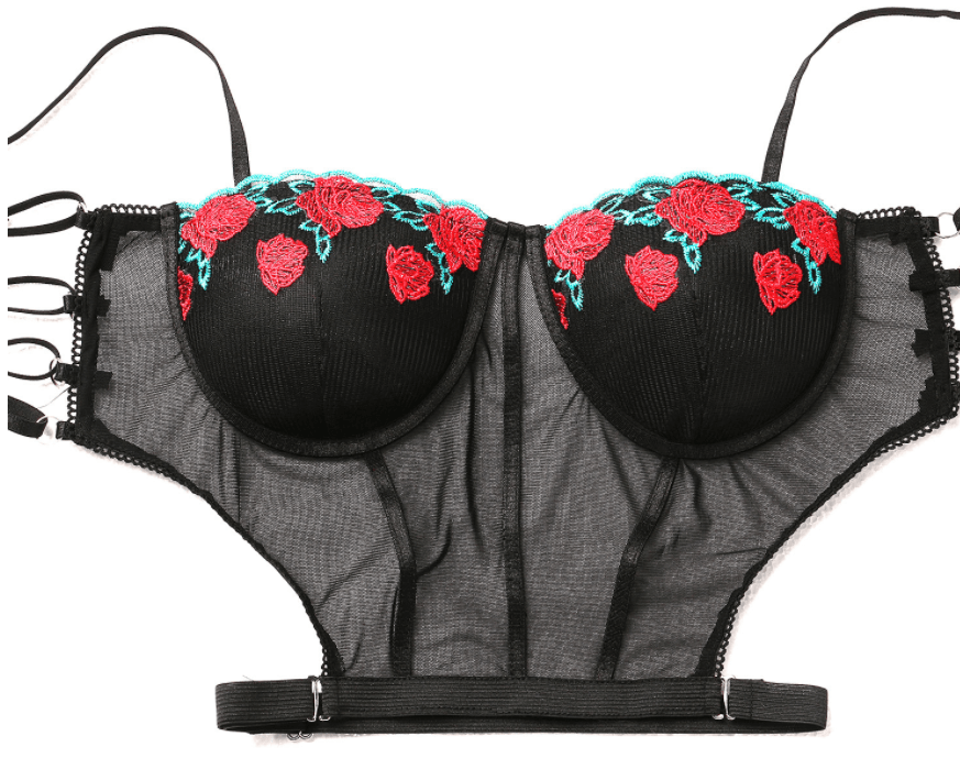 Floral Embroidered Lingerie Set