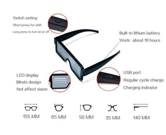 Led Multi-Function Display Glasses