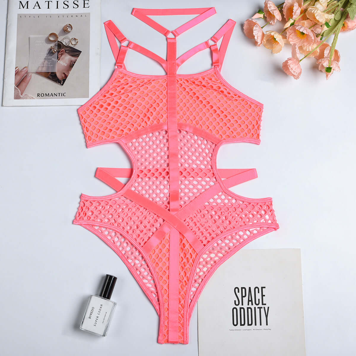 Hanging Neck Mesh Bodysuit