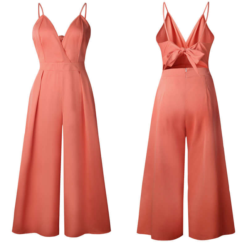 Sexy Deep V Neck Sling Wide Leg Women's Jumpsuit