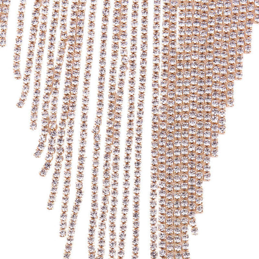 Long tassel Rhinestone necklace (Rose and Silver)