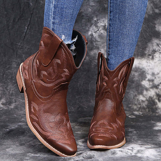 Wedge Heel Cowgirl Boots