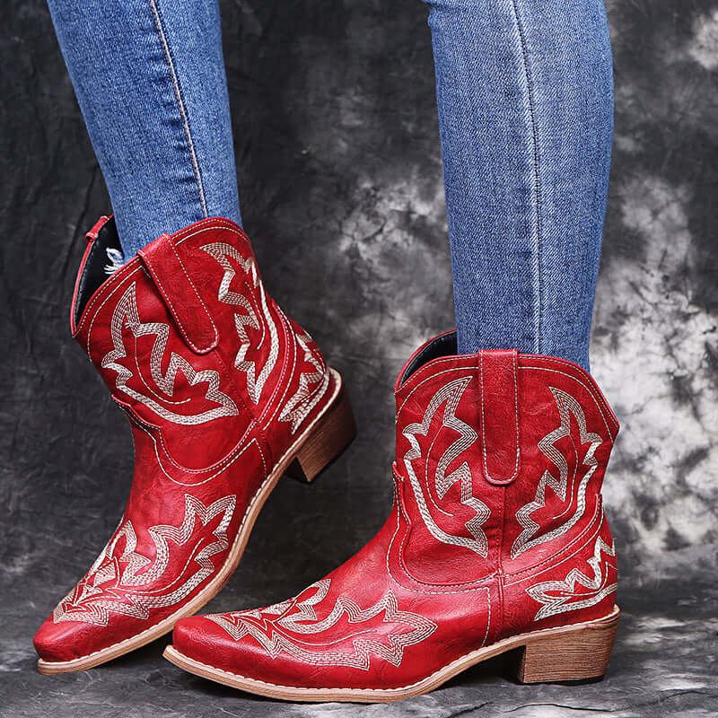 Wedge Heel Cowgirl Boots