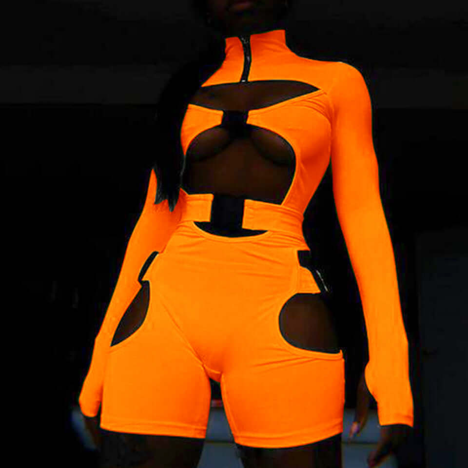 Women's Fluorescent Long-sleeved Jumpsuit