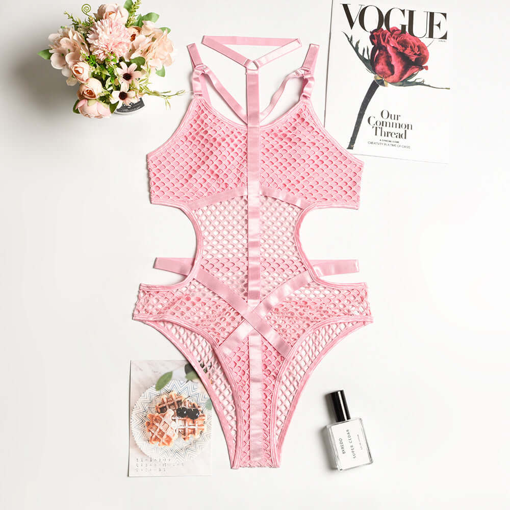 Hanging Neck Mesh Bodysuit