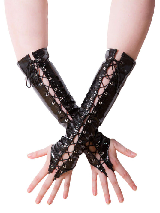 Long Faux Leather Gloves