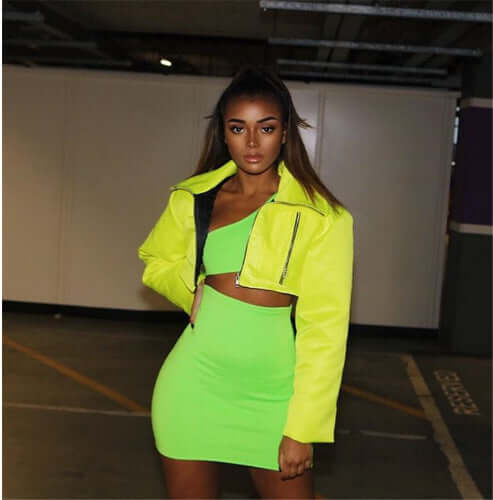 Single Sleeve Neon Crop Dress