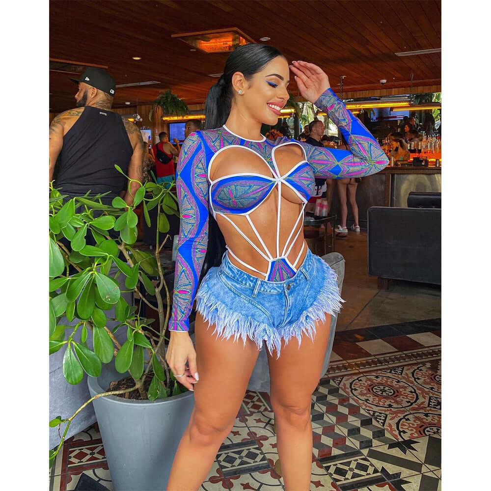 Hollow Patterned Bodysuit