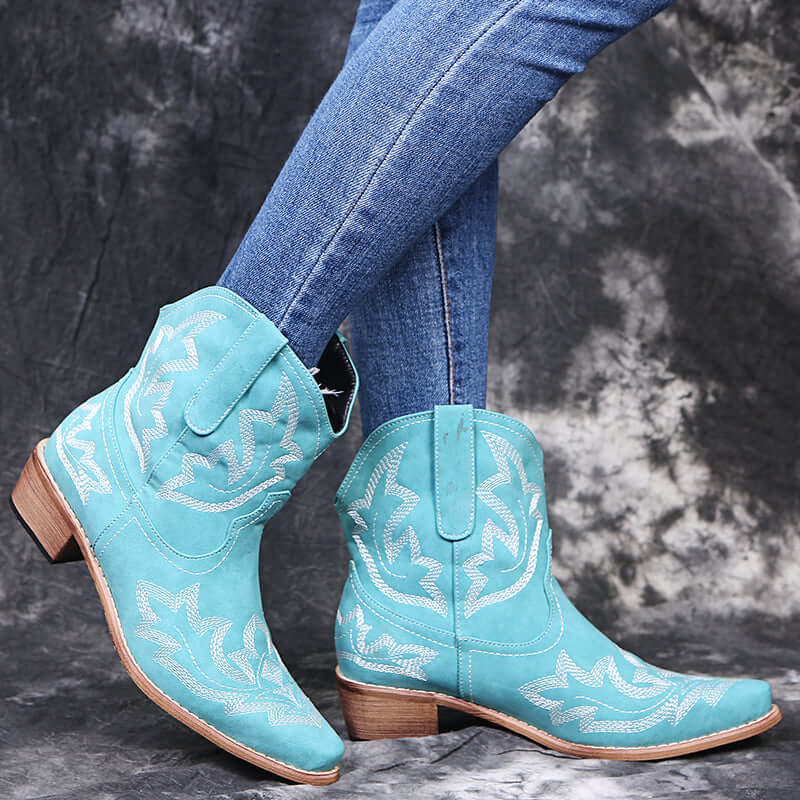 Wedge Heel Cowgirl Boots