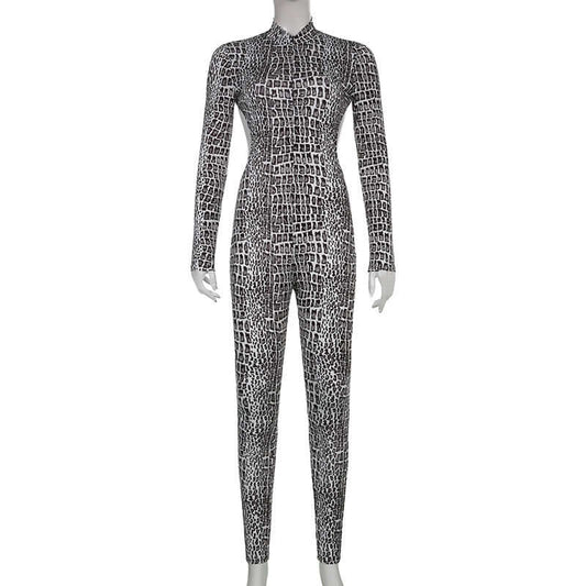 Animal Print Backless Jumpsuit