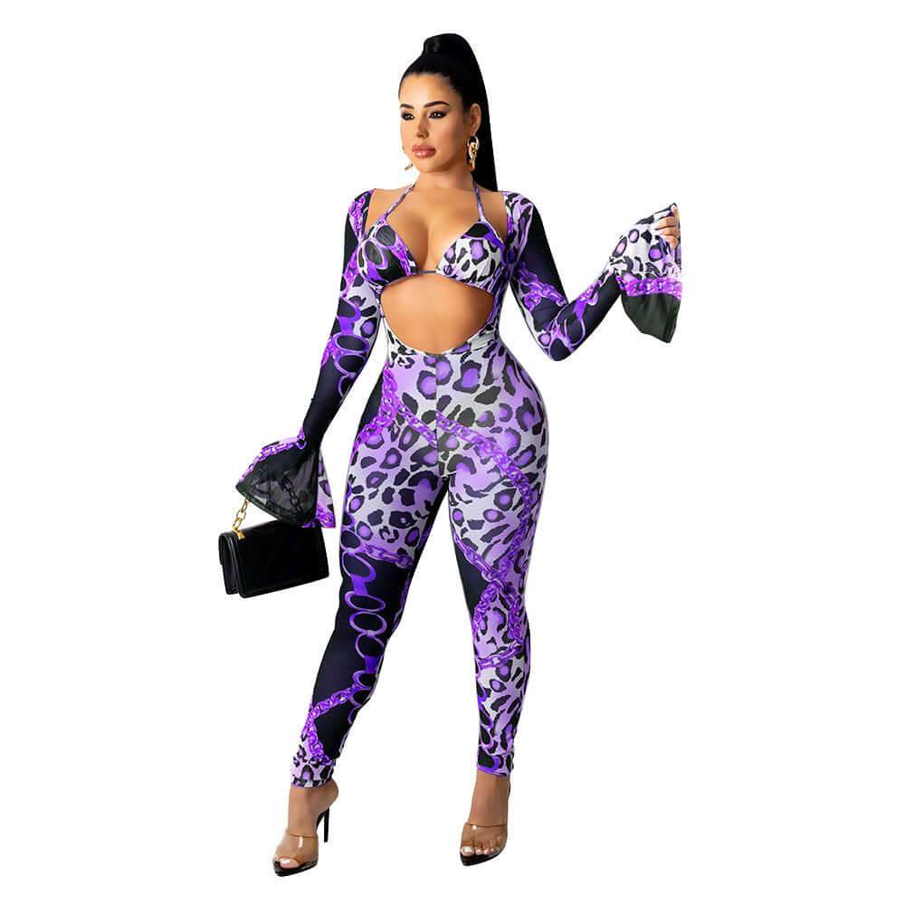 Tight Mesh Leopard Suit