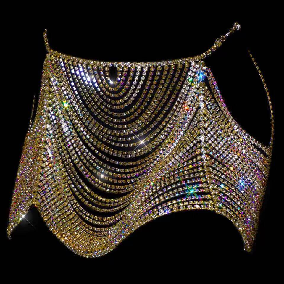 Gold or Silver Rhinestone Body Chain (Set or Separate)