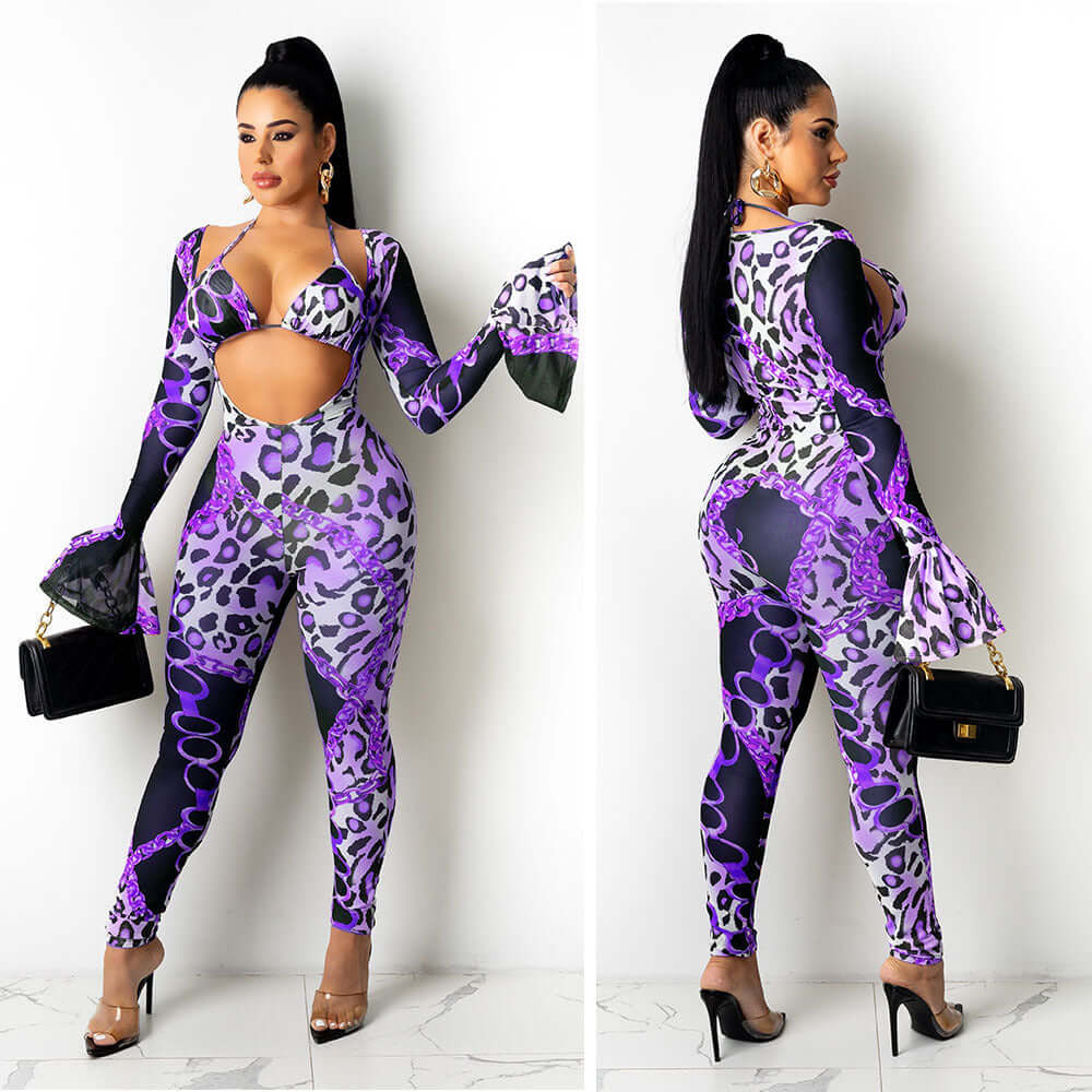 Tight Mesh Leopard Suit