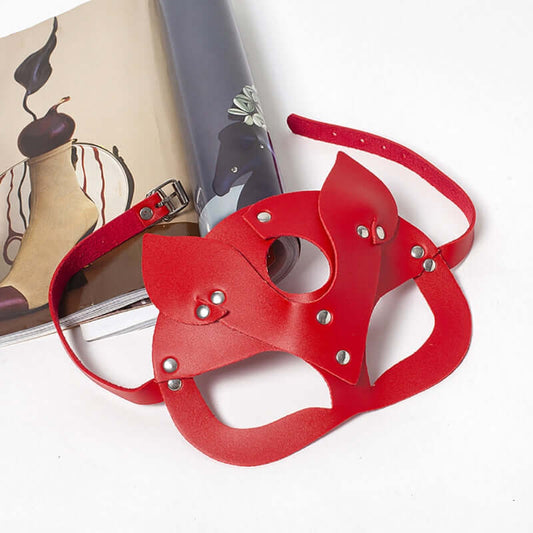 Red Leather Rivet Mask