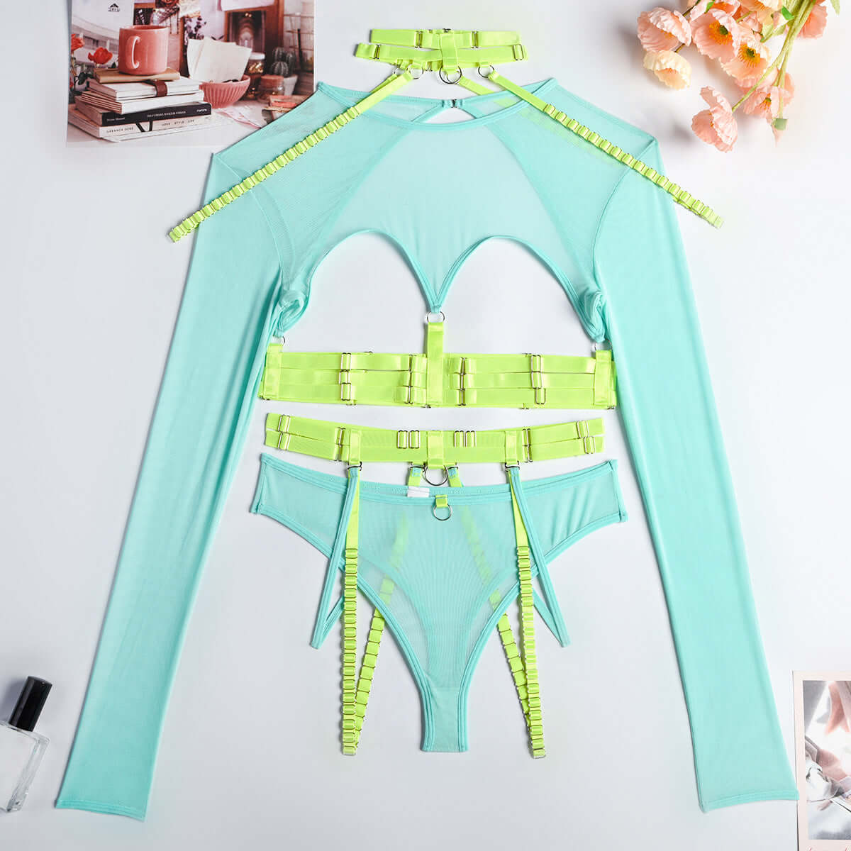 Complex Strap Halter Waist Three-piece Set