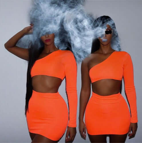 Single Sleeve Neon Crop Dress