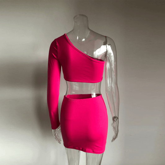 Single Sleeve Neon Crop Dress