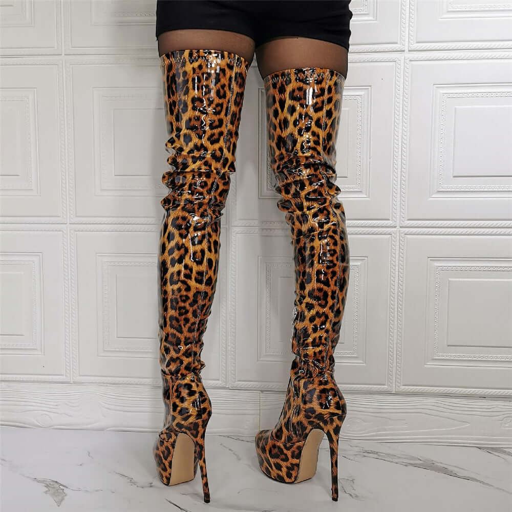 Leopard Thigh High Heels