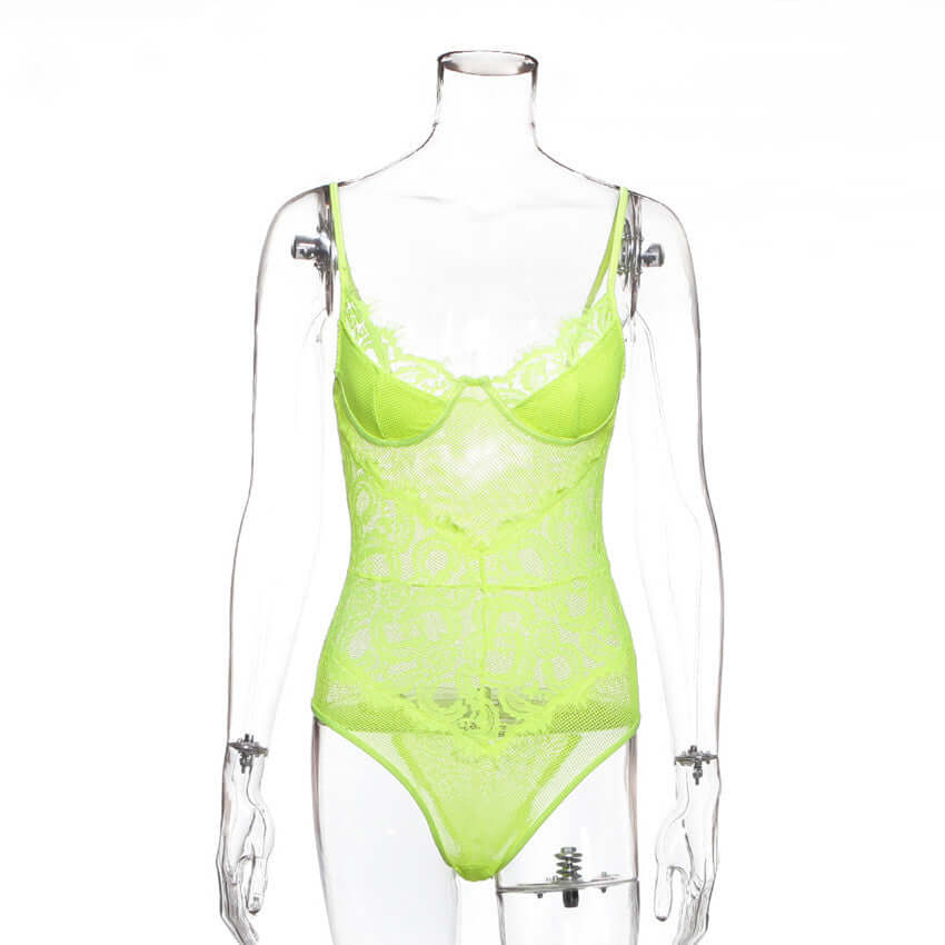 Neon Lace and Mesh Jumpsuit