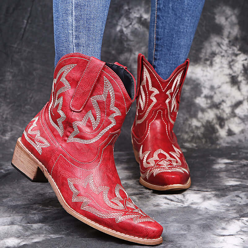 Wedge Heel Cowgirl Boots