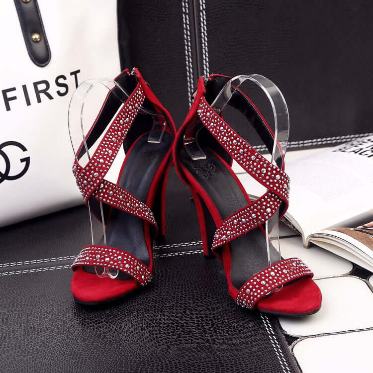 Rhinestone Cross Up Stiletto