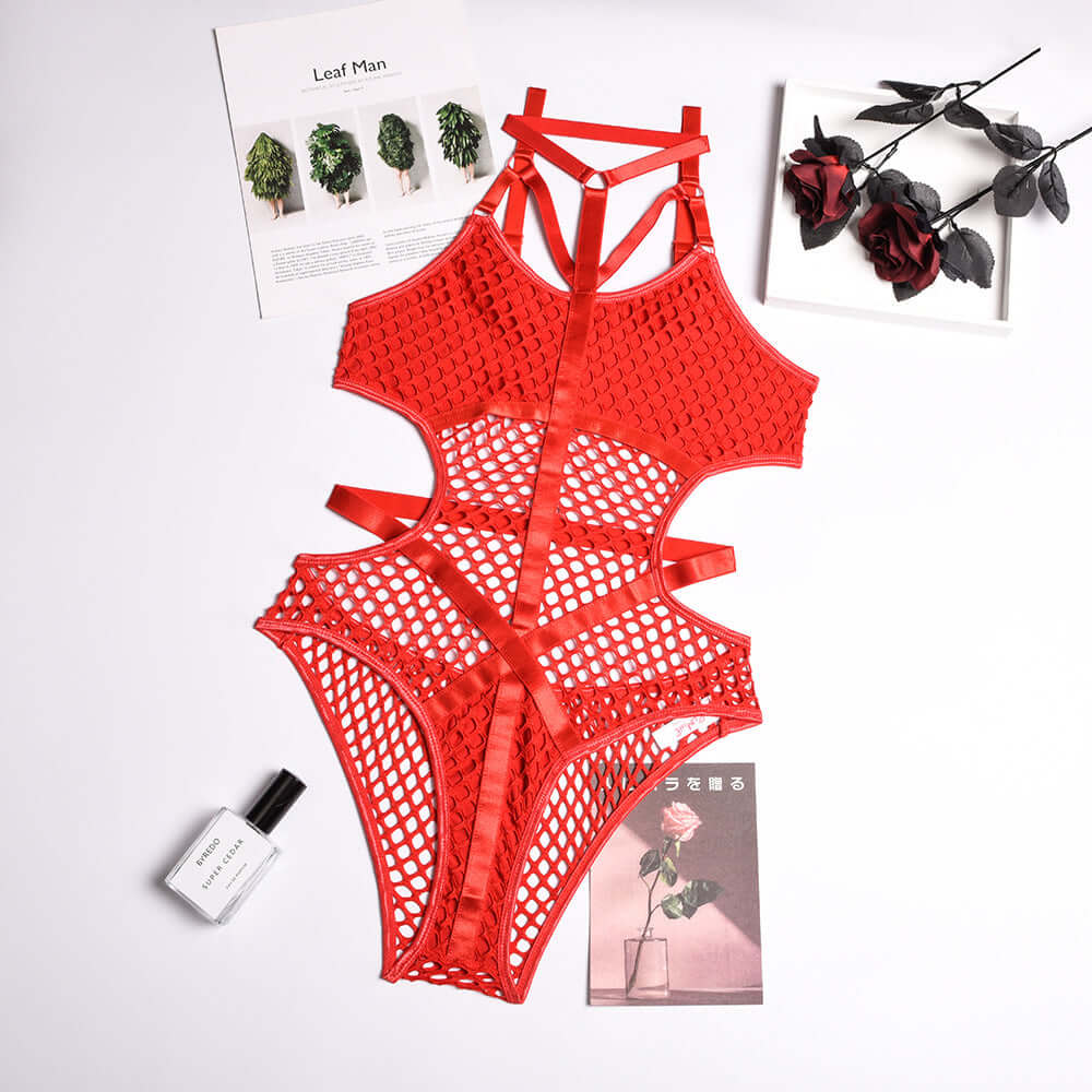 Hanging Neck Mesh Bodysuit