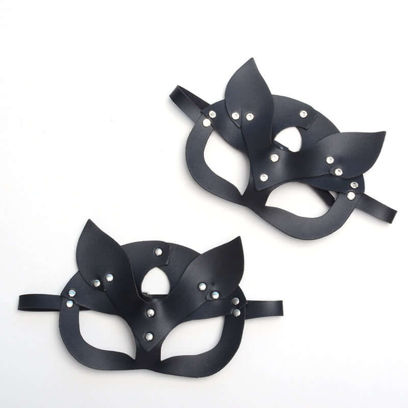 Black Leather Rivet Mask (Stud or Rhinestone)