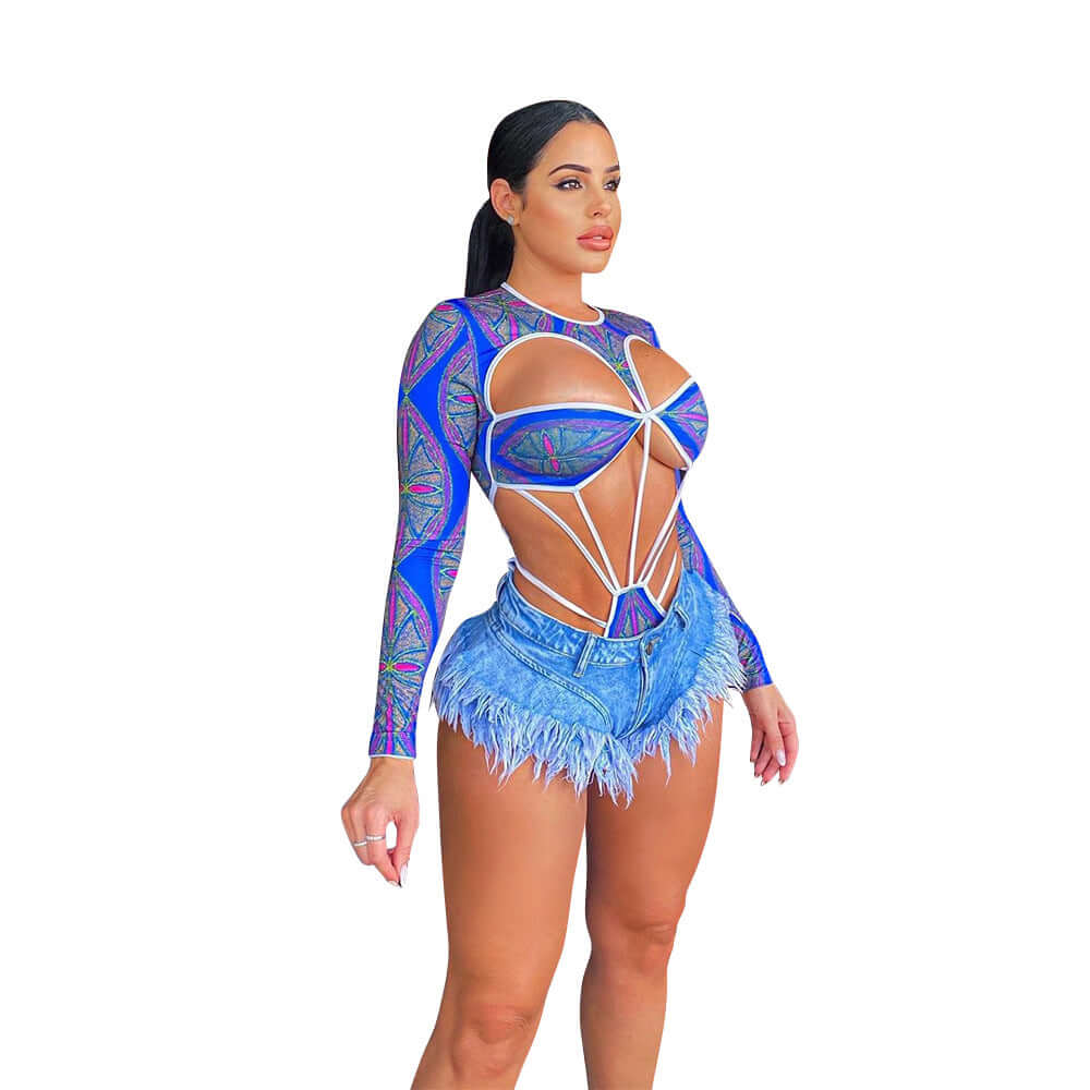 Hollow Patterned Bodysuit