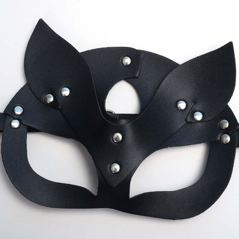 Black Leather Rivet Mask (Stud or Rhinestone)