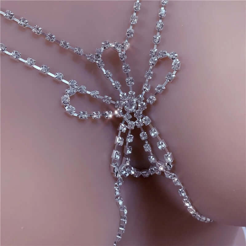 Floral Pattern Rhinestone Chest Chain