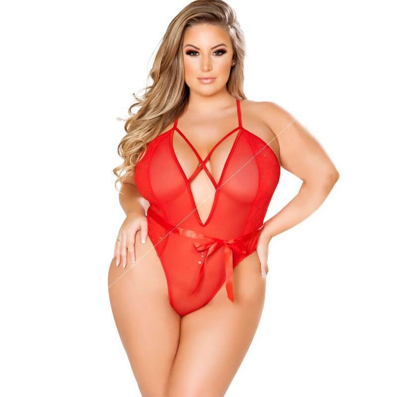 Plus Size Mesh Bodysuit