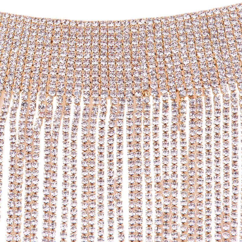 Long tassel Rhinestone necklace (Rose and Silver)