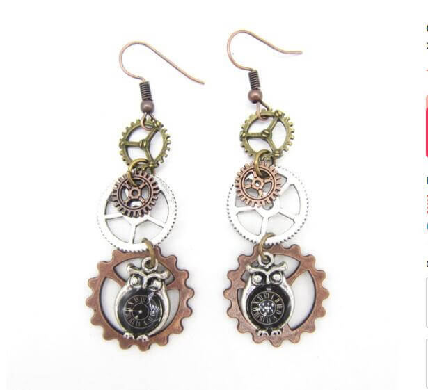 Retro Gear Earrings Steampunk