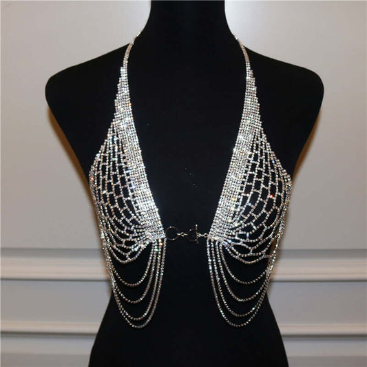 Fringed Nightclub Rhinestone Body Chain Set