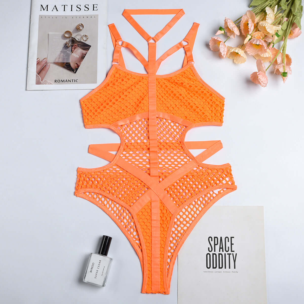 Hanging Neck Mesh Bodysuit