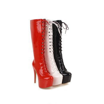 Super High Heel Lace Boots