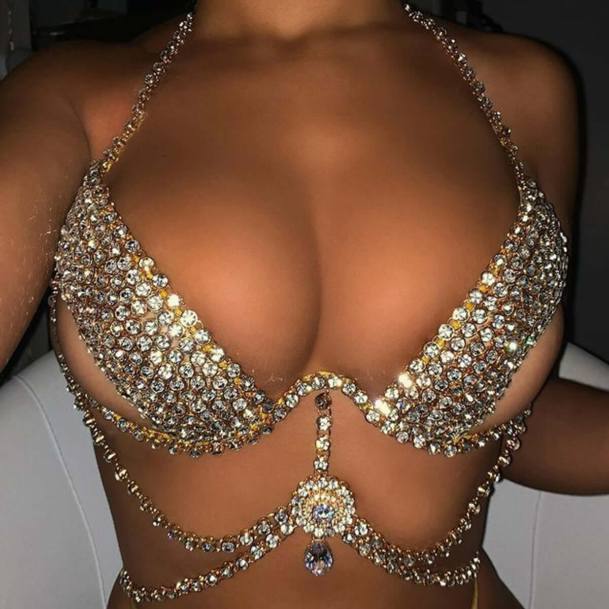 Rhinestone Chest Chain