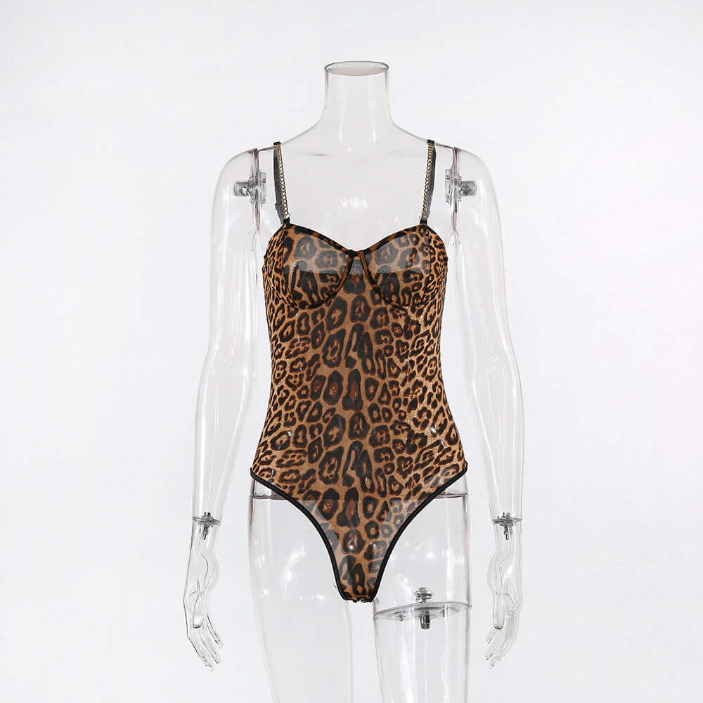 Leopard Metal Chain Bodysuit