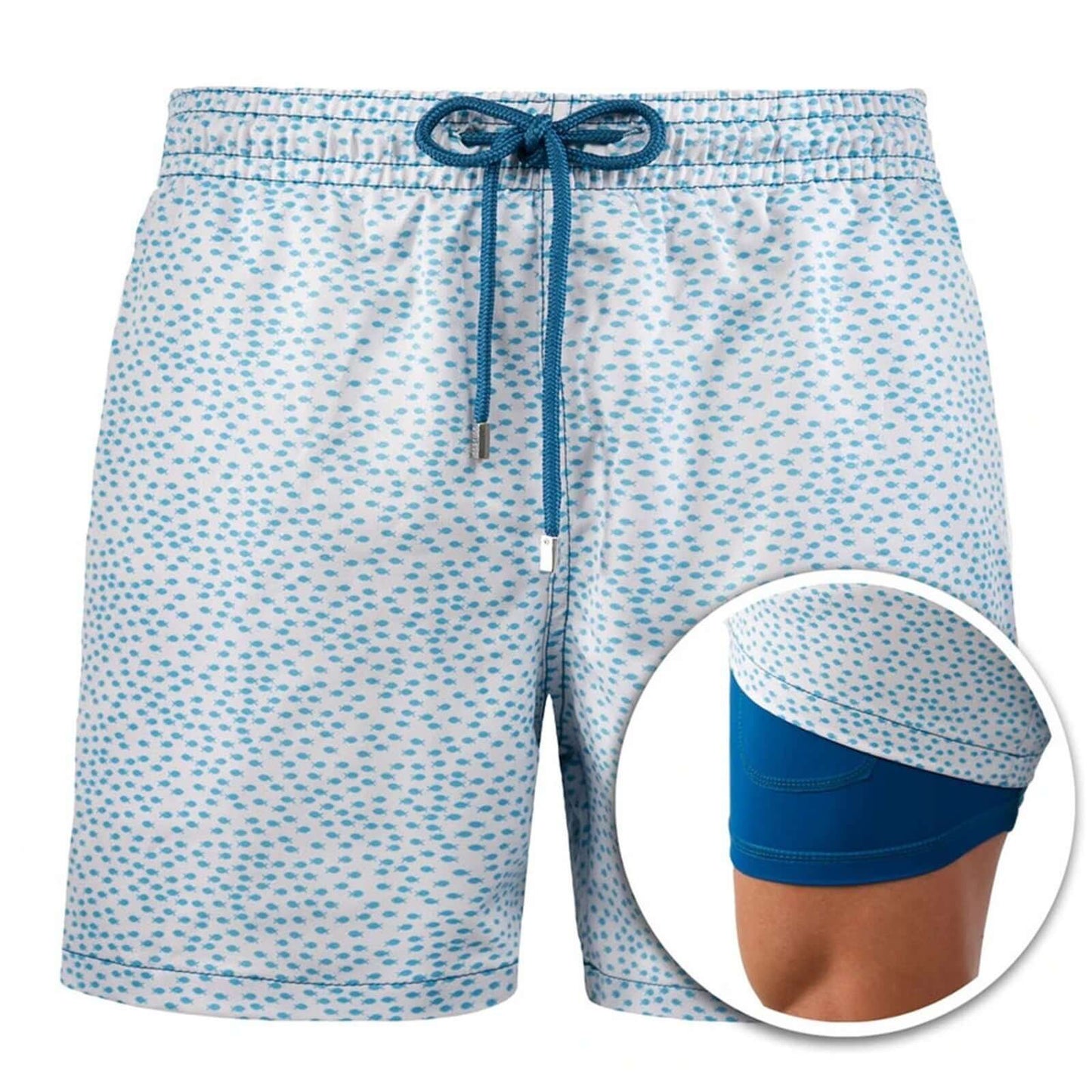 Patterned Double Layer Swim Shorts
