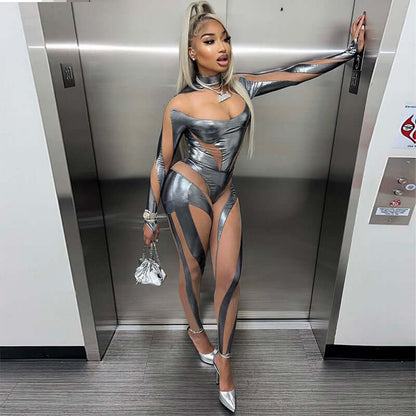 Metallic Mesh Panel Set Or Bodysuit