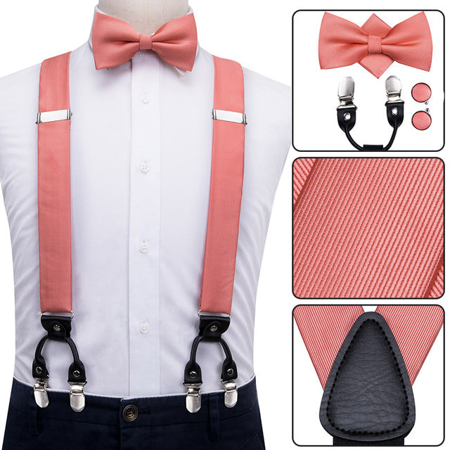 Silk Suspender Set with Cufflinks, Pocket Square and Bowtie