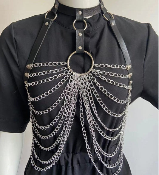 Black Double Lead O-Ring Chest Chain