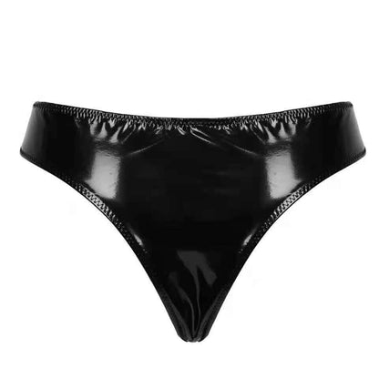 Patent Leather Zipper Thong