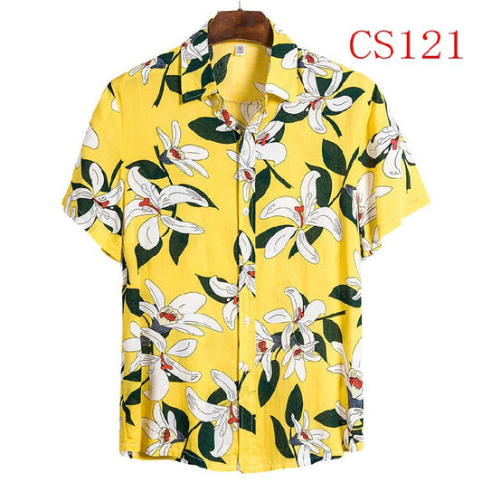 Hawaiian Floral Button Shirt - Yellow