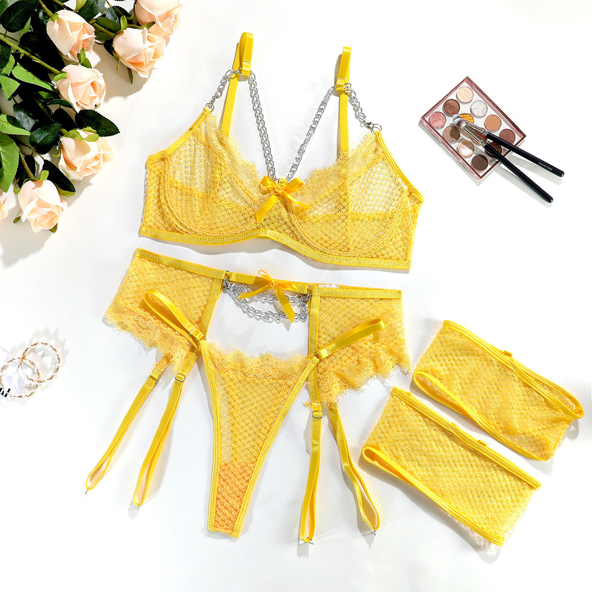 Mesh Illusion Butterfly Four-piece Set