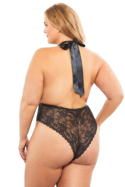Nicki's Deep V Halter Bodysuit