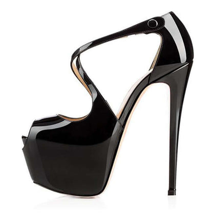 Cross Front Platform Heels