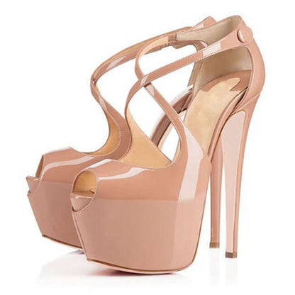 Cross Front Platform Heels